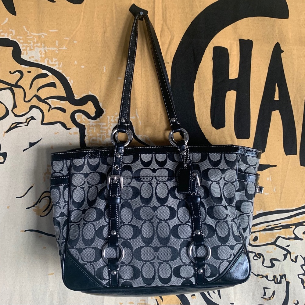 Black and Grey Coach handbag
